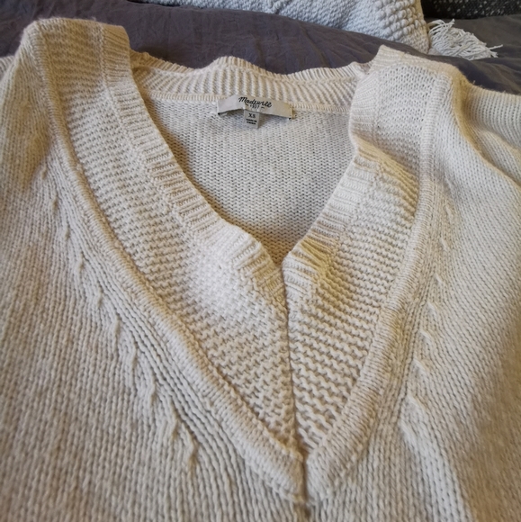 Madewell Cream V Neck Sweater Wool Knit XS - Picture 2 of 6